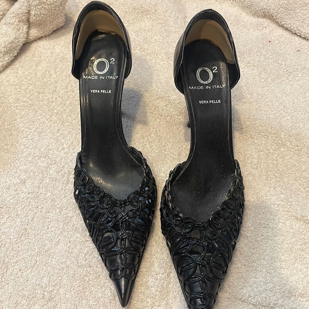 Black O2 Heels Vintage Made in Italy